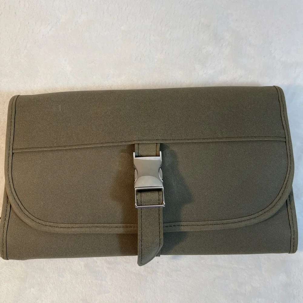Olive‎ Green Suede Travel Hanging Toiletry Makeup Jewelry Organizer Adjustable